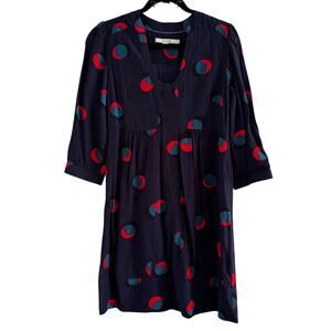 BODEN Mollie Mini Dress Navy Blue Red Black Polka Dot Long Women's Sleeve Sz 2